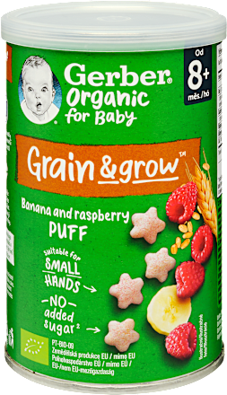 Bio banános málnás gabona snack 8 hónapos kortól Gerber Organic