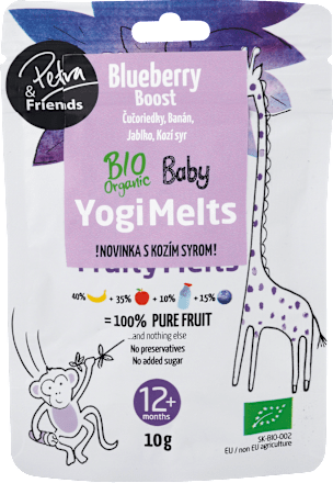 Sušená pochúťka Baby Yogi Melts, Blueberry Boost Petra & Friends