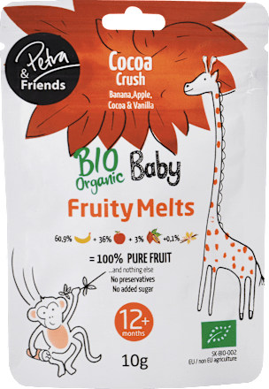 Sušená pochúťka Bio Baby Fruity Melts - Cocoa Crush Petra & Friends