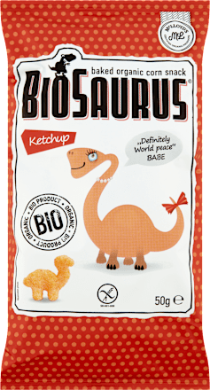 Bio ketchupos kukorica snack, gluténmentes  BioSaurus