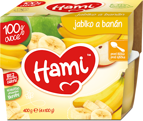 přesnídávka 100% ovoce jablko a banán Hami