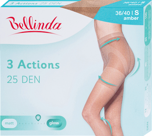 Alakformáló harisnyanadrág 3action, 25 DEN; amber, S Bellinda