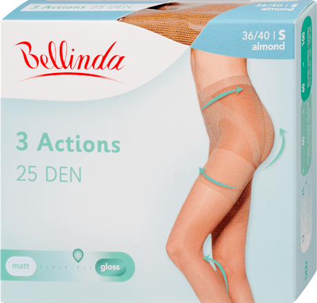 Alakformáló harisnyanadrág 3action, 25 DEN; almond, S Bellinda