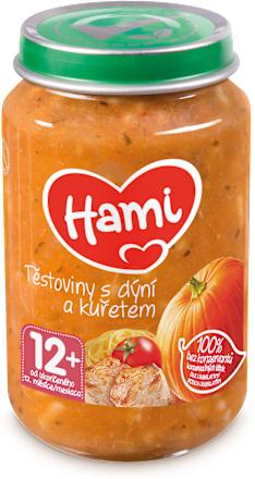 Príkrm Cestoviny s tekvicou a kuraťom Hami