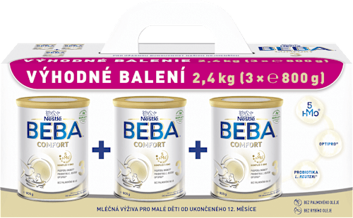 pokračovací mléčná kojenecká výživa 3 Comfort 5HMO 12m 3x800g BEBA