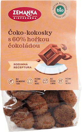 Bio Čoko-kokosky so 60 % horkou čokoládou Biopekárna Zemanka