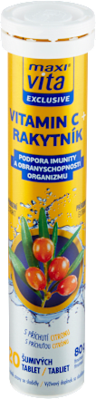 šumivé tablety vitamin C + rakytník, citron Maxi Vita