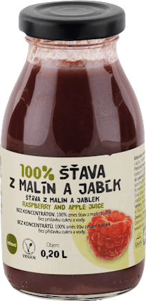 100 % šťava z malín a jabĺk zdravo