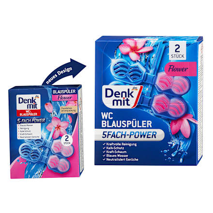WC-tisztító és -illatosító rúd Flower Splash, kék vízszínezővel Denkmit