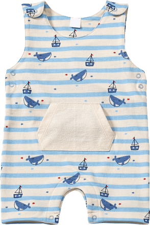 Strampler mit Wal-Muster, blau & beige, Gr. 68 ALANA