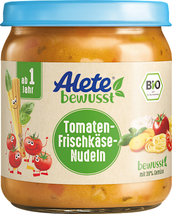 Menü Tomaten-Frischkäse-Nudeln ab 1 Jahr Alete bewusst
