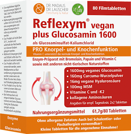 Reflexym vegan plus Glucosamin 1600 Madaus & Lauscher