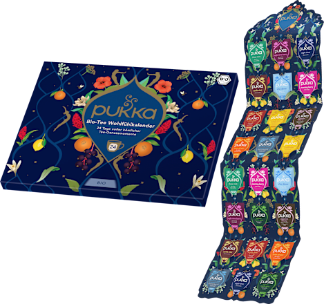 Adventskalender 2025, Bio-Tee Wohlfühlkalender (24 Beutel) pukka