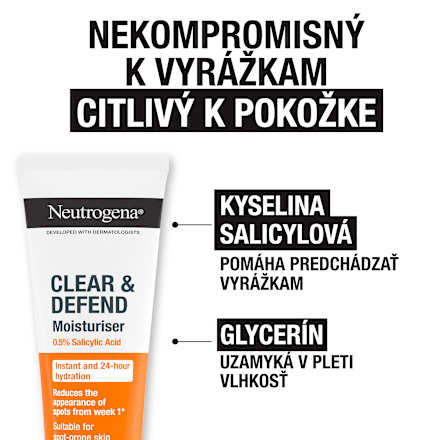 Hydratačný pleťový krém Clear & Defend s kyselinou salicylovou Neutrogena