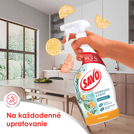 Univerzálny sprej dezinfekcia & čistič Pomaranč a citrónová tráva SAVO
