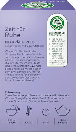 Kräutertee "Zeit für Ruhe" (20 Beutel) LEBENSBAUM