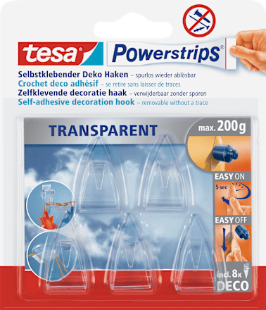 Dekohaken Powerstrips® transparent Set 5tlg tesa