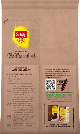 Backmischung, Vollkornbrot, glutenfrei Schär