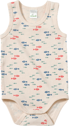 Body Ärmellos mit Fisch-Muster, beige, Gr. 86/92 ALANA