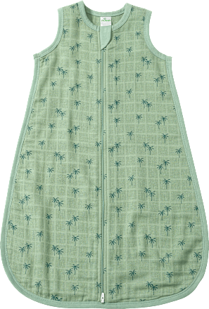 Schlafsack 0,5 TOG aus Musselin mit Palmen-Muster, grün, 70 cm ALANA