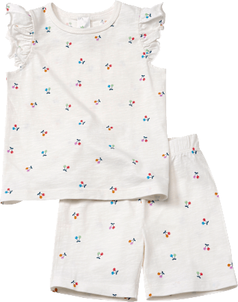 Schlafanzug mit Kirschen-Muster, weiß, Gr. 98 ALANA