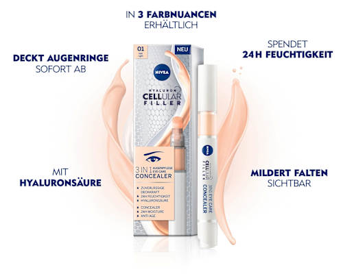 Concealer Augenpflege 3in1 Hyaluron Cellular Filler, 01 Hell NIVEA
