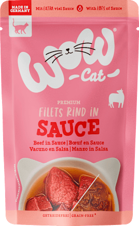 Nassfutter Katze mit Rind, Huhn & Lachs, Filets in Sauce Multipack (6x85 g) WOW