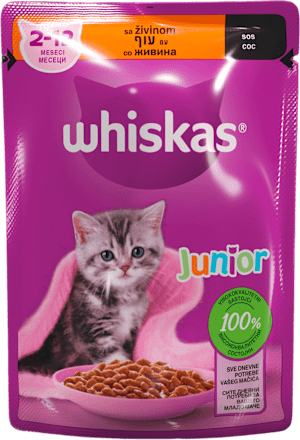 JUNIOR vlažna kompletna hrana za mačiće- živina u sosu whiskas