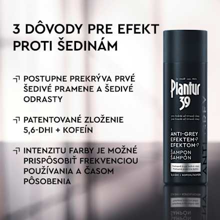 Šampón s Anti-Grey efektom pre hnedé až tmavé vlasy Plantur 39