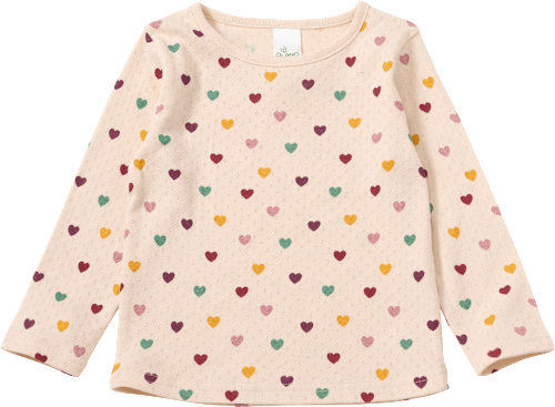 Langarmshirt mit Ajour-Struktur & Herzen-Muster, beige, Gr. 98 ALANA