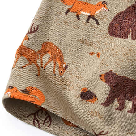 Mütze Pro Climate mit Waldtier-Muster, braun & grün, Gr.  54/55 ALANA