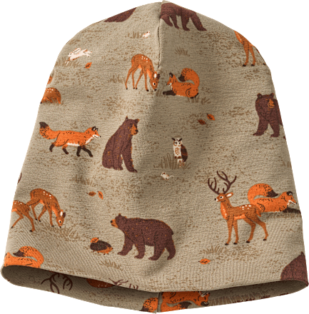 Mütze Pro Climate mit Waldtier-Muster, braun & grün, Gr.  54/55 ALANA