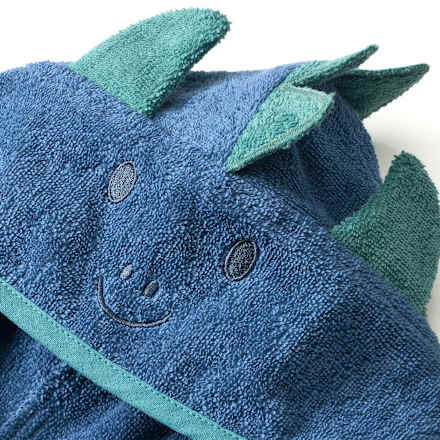 Badeponcho mit 3D-Dino-Applikation, blau, Gr. 0, ca. 1 - 4 Jahre ALANA