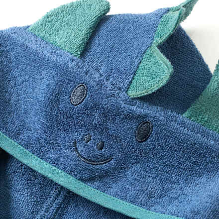 Badeponcho mit 3D-Dino-Applikation & Ärmel, blau, Gr. 1, ca. 5 - 7 Jahre ALANA