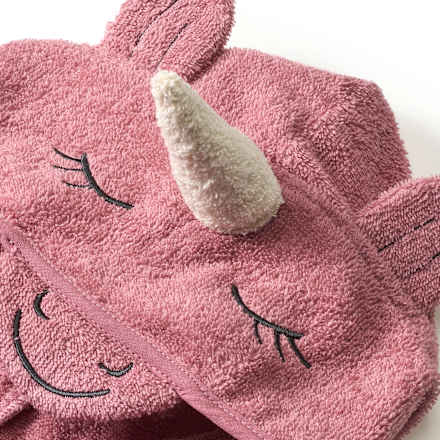 Badeponcho mit 3D-Einhorn-Applikation & Ärmel, rosa, Gr. 0, ca. 1 - 4 Jahre ALANA