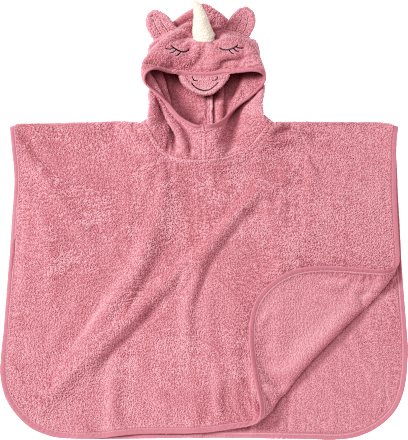 Badeponcho mit 3D-Einhorn-Applikation & Ärmel, rosa, Gr. 0, ca. 1 - 4 Jahre ALANA