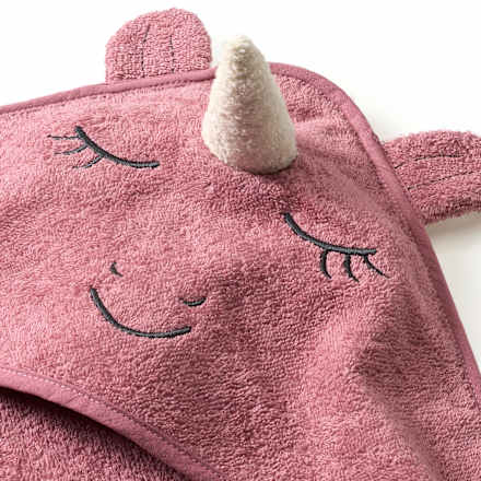 Kapuzenbadetuch mit Einhorn-Motiv & 3D-Applikation, rosa ALANA