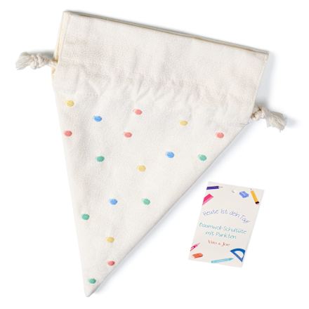 Baumwoll Schultüte mit Punkten, bestickt, natur (17x30 cm) Vito & Joe