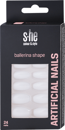 umělé nehty Ballerina shape s-he colour&style