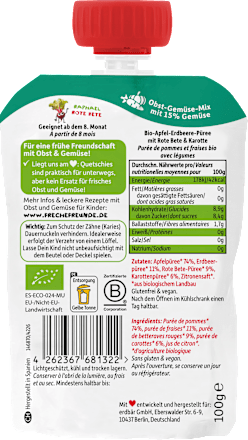 Quetschie Apfel, Erdbeere mit Rote Bete & Karotte ab dem 8. Monat Freche Freunde