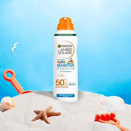 Sonnenspray Aerosol Kids sensitiv expert+, anti Sand LSF 50+ Garnier Ambre Solaire