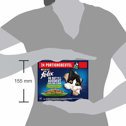 Nassfutter Katze, gemischte Vielfalt mit Gemüse in Gelee, Multipack (24x85g) Felix