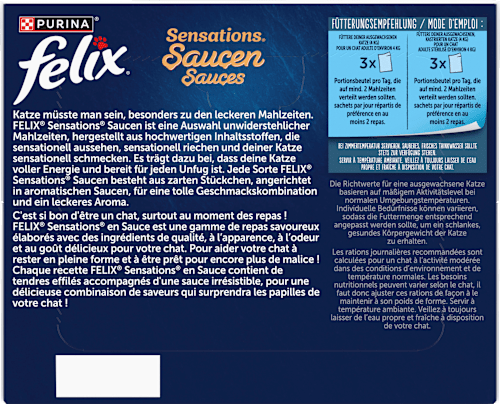 Nassfutter Katze, Sensations Saucen - Geschmacksvielfalt vom Land, Multipack (24x85  g) Felix