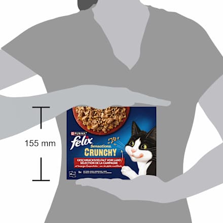 Nassfutter Katzen, Crunchy Geschmacksvielfalt vom Land, Multipack (20x85g + 2x40g) Felix