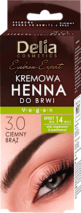 DC - HENNA W KREMIE do brwi 3.0 CIEMNY BRĄZ z ol. arganowym  Delia COSMETICS