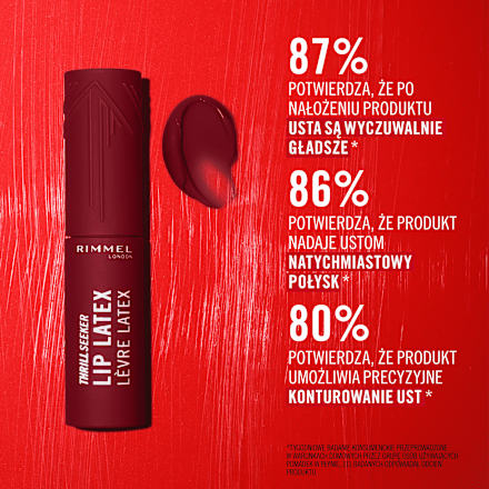 Pomadka lateksowa w płynie z kwasem hialuronowym i witaminą E Thrill Seeker Lip Latex 350 Spicy RIMMEL LONDON