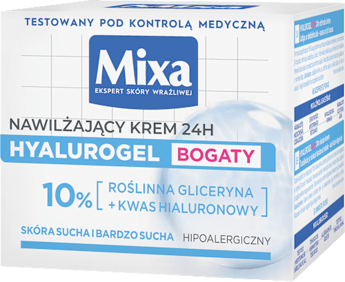 Hyalurogel bogaty krem intensywnie nawilżający 24h  Mixa