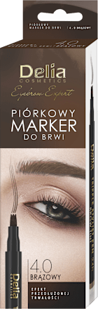 EYEBROW EXPERT 4.0 Brązowy Piórkowy marker do brwi Tripple Stylist PEN 24h Delia COSMETICS
