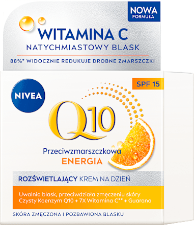 Krem na dzień przeciwzmarszczkowy SPF 15 Q10 Energy zdrowy blask NIVEA