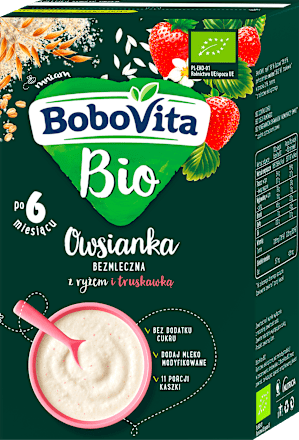 BIO kaszka bezmleczna z ryżem i truskawką   Bobovita
